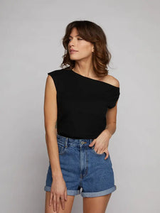 Macy Drop Shoulder Top - Black