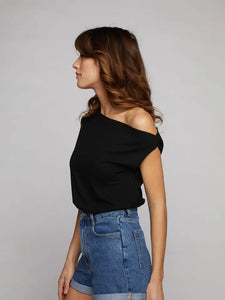 Macy Drop Shoulder Top - Black