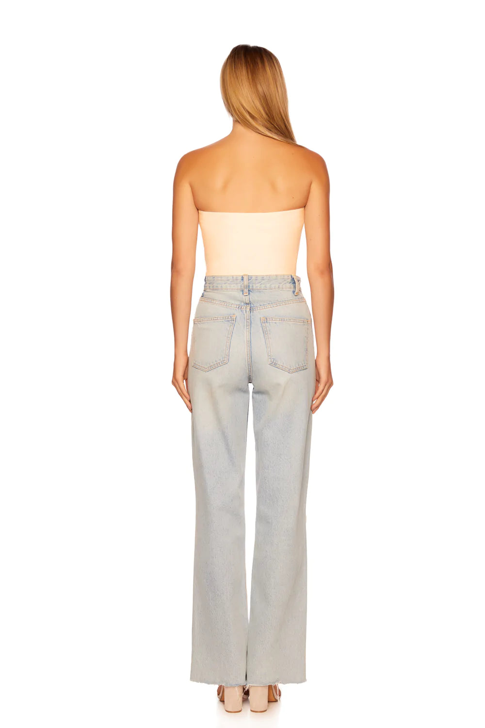 Faux Leather Crop Tube - Cream